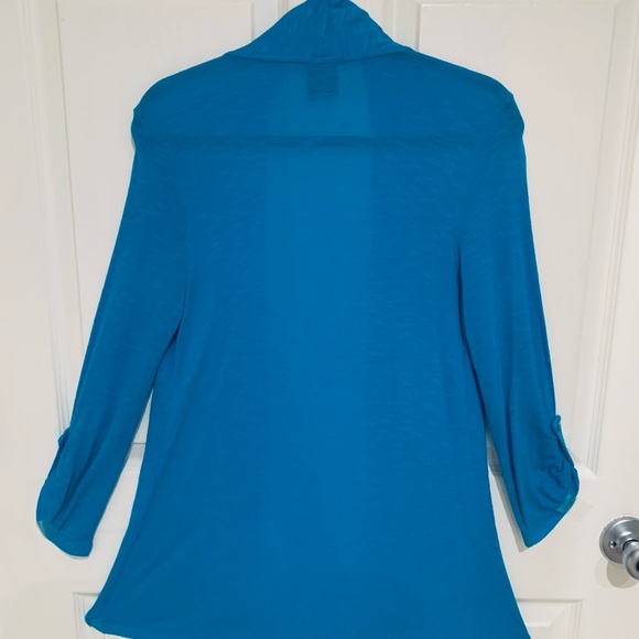 Set of 3-Rayon Spring/Summer Cardigans with Sleeve Tab … Blue, Orange and Gray - Picture 2 of 12